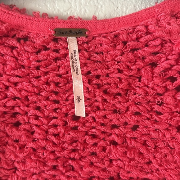 Free People Small Hot Pink V Neck Sweater - Picture 2 of 4